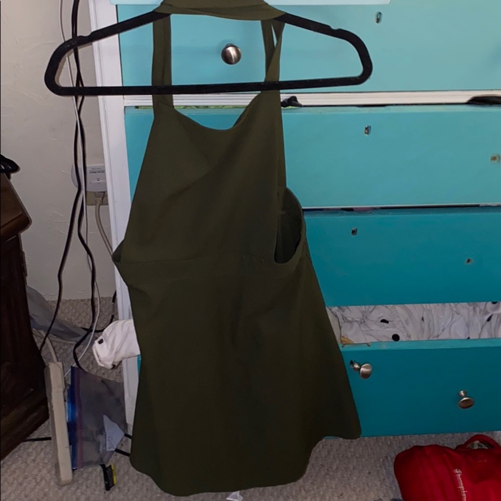 Olive green skirt overalls